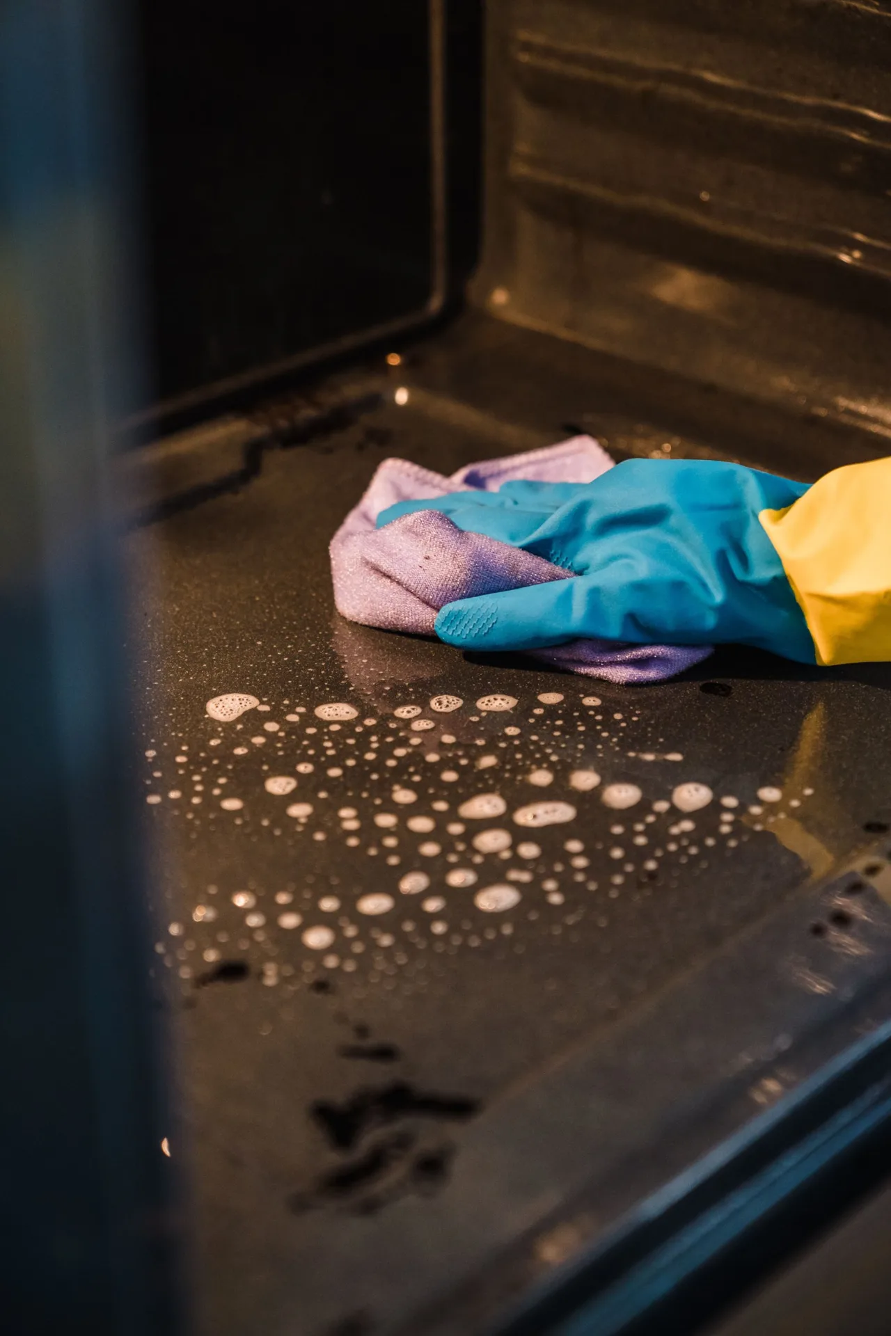 Cleaning inside an oven